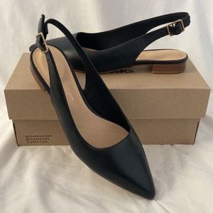 Clarks Black Leather Slingbacks